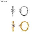 Серьги-кольца женские из серебра 925 пробы с кристаллами, 8 мм