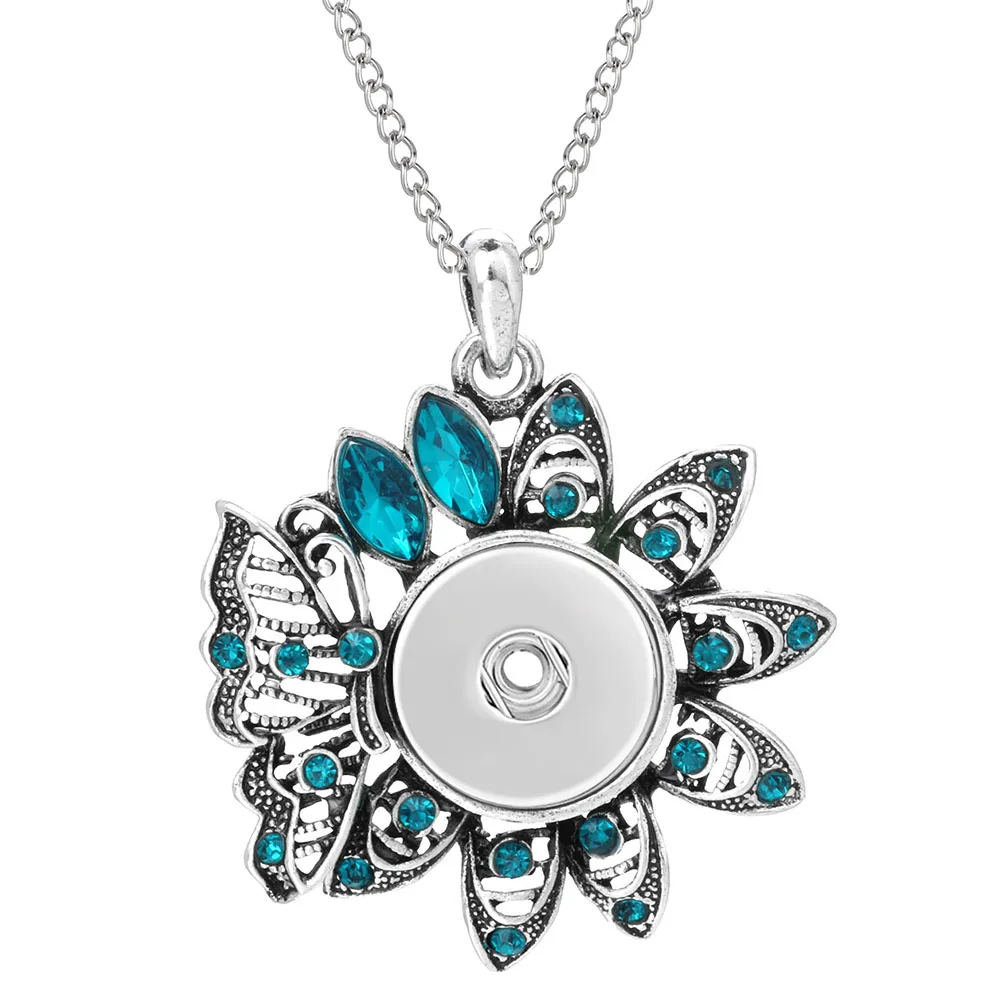 Популярное Flower подвесной потолок из металла Стразы Кристалл 18 мм кнопки ожерелье