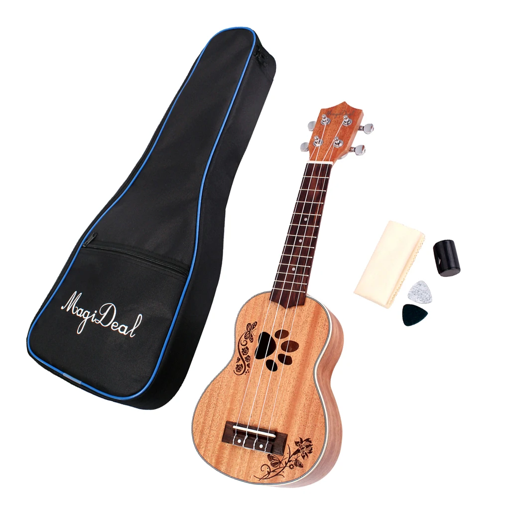 Гавайская гитара Сопрано из красного дерева 21 дюйм гавайская с сумкой для