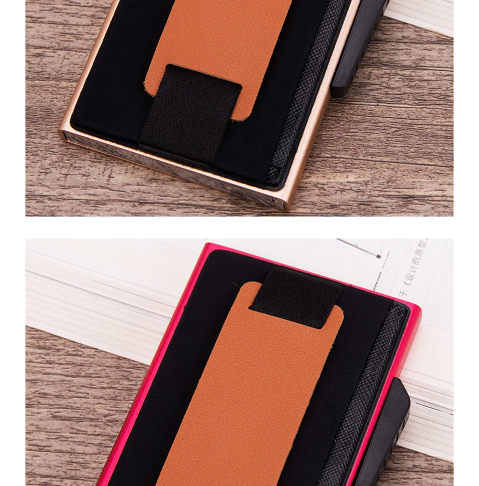 RFID смарт-кошелек держатель кредитной карты металлический тонкий мужской кошелек пройти секретный всплывающий минималистичный кошелек маленький черный кошелек
