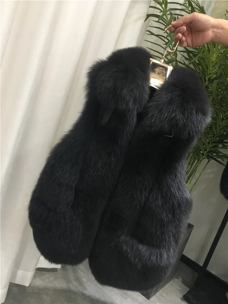 ZDFURS* женский жилет из натурального меха лисы зимний женский жилет без рукавов из натурального меха женский жилет из натурального меха - Цвет: dark grey