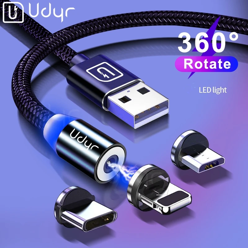 Udyr Магнитный Micro usb type C кабель для iphone samsung Android 2 м Быстрая зарядка магнит Зарядное устройство USB кабель провод для мобильного телефона шнур