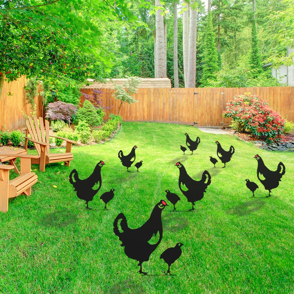 

Chicken Yard Art Garden Statues Outdoor Backyard Lawn Stakes Acrylic Hen Gardening Decoration Ornaments Gift