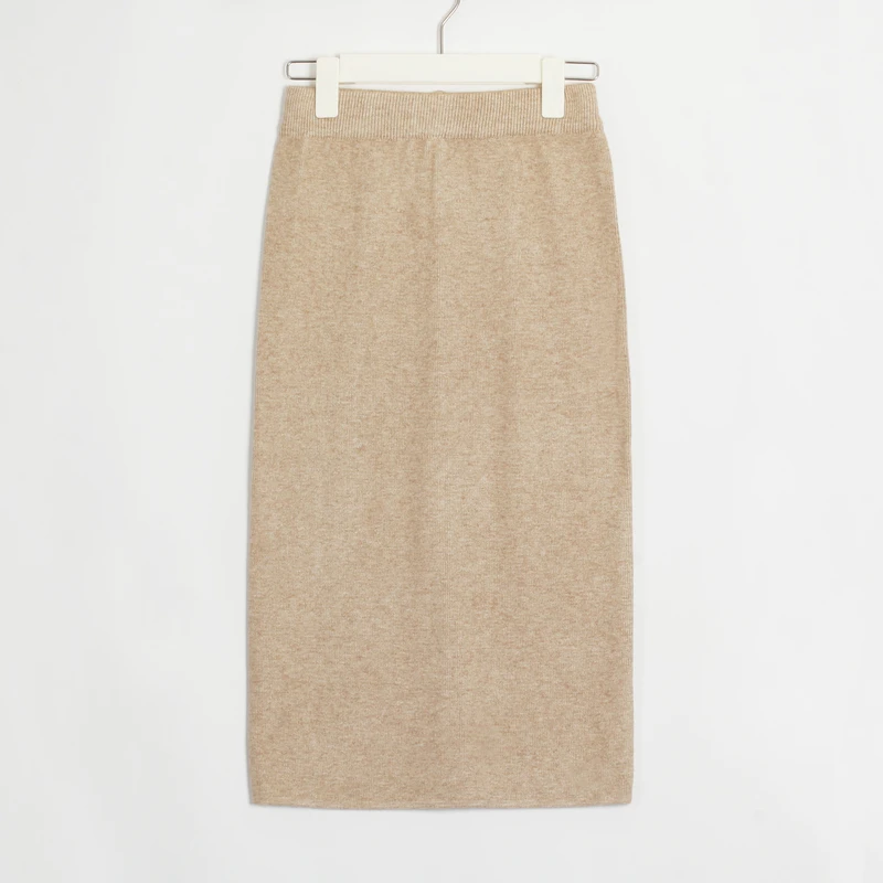 

Wixra Womens Knitted Straight Skirts Solid Basic Ladies High Waist Knee-length Skirt Streetwear 2020 Autumn Winter New