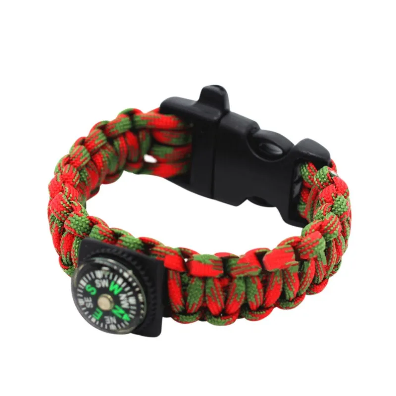 

Hiking Camping Rescue Bracelets Including Whistle And Compass Men Emergency Rope Black Survival Stainless Buckles