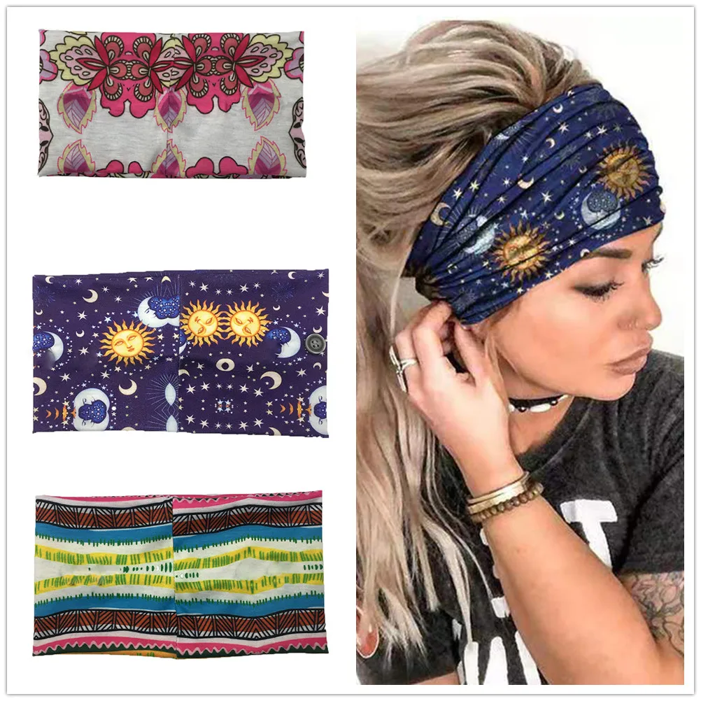 1 шт. головная повязка с широкими полями в стиле бохо головной платок принтом для
