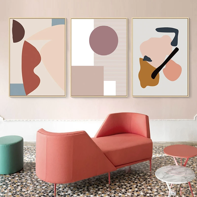 

Модульные картины с абстрактным изображением, настенный постер с геометрическим рисунком, Скандинавская живопись, домашний декор в скандинавском стиле