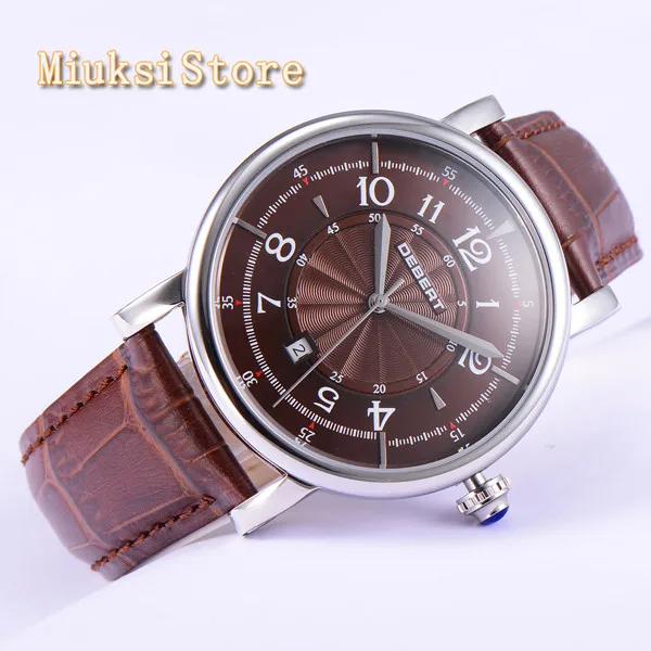 Модные Классические Серебристые мужские наручные часы deger 43 мм автоматический