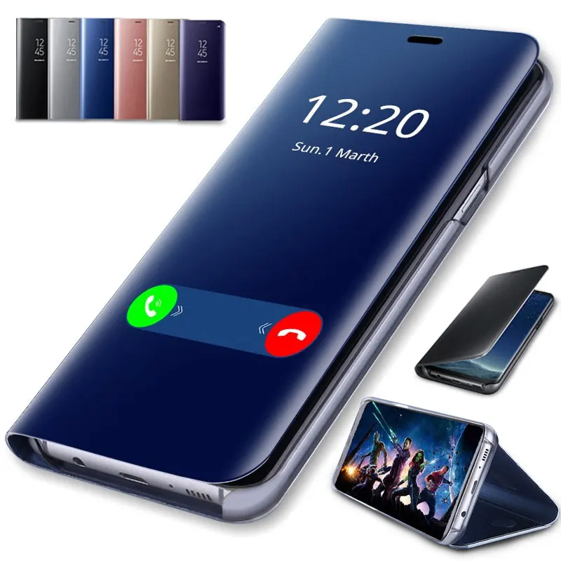 Умный прозрачный зеркальный чехол для samsung Galaxy S10 lite S9 S8 Plus S7 edge Note 9 8 A30 A50 M20 A9 A8 A7 A6 A5