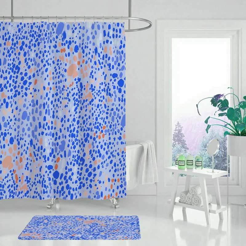 Зеленые тропические растения и листья коврик для ванной занавески душа мягкий 3