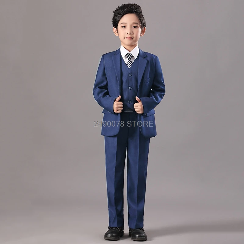 2020 Brand New Kids Wedding Blazer Vest Pants 3PCS Suit Flower Boys Formal Tuxedos School Spring Clothing Set F93 | Детская одежда и