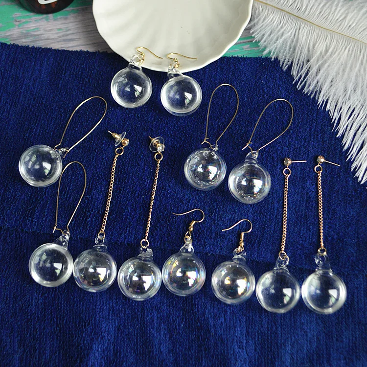 Креативные темпераментные прозрачные стеклянные длинные серьги с водяным