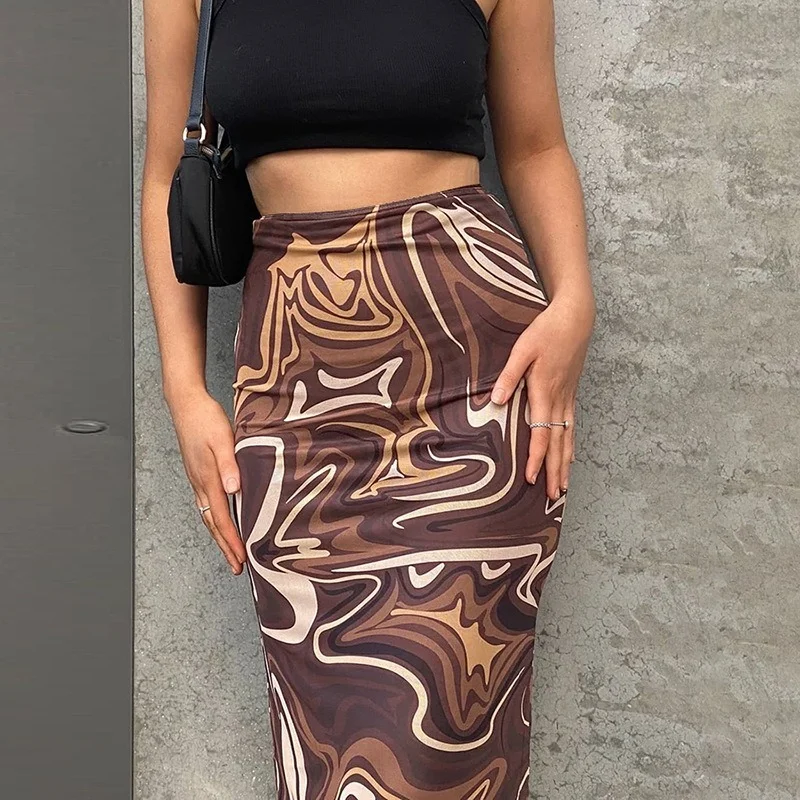 

Gothic Autumn Winter Women's High Waist Package Hip Skirts Sexy Printed Woman Boho Skirts Female Midi Skirt Party Holiday G3047
