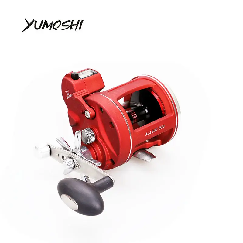 

YUMOSHI Left/Right Trolling Cast Drum Wheel High Speed 12 Bearings Fishing Reel with Electric Depth Counting Carp Lure Reel