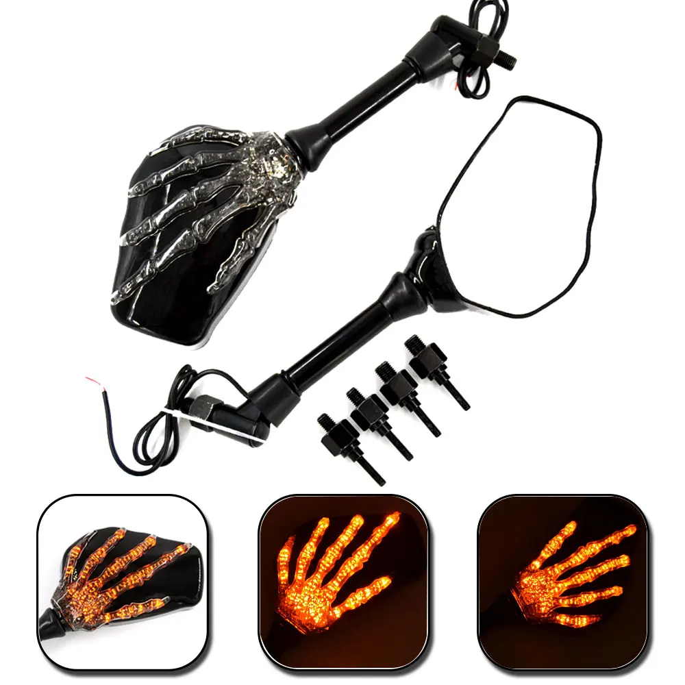 

Motorcycle bike Mirror 1.5W LED Turn Signal Light Blinker Indicator Rear View Metal Mirrors Scooters for Yamaha Japanese Cruiser