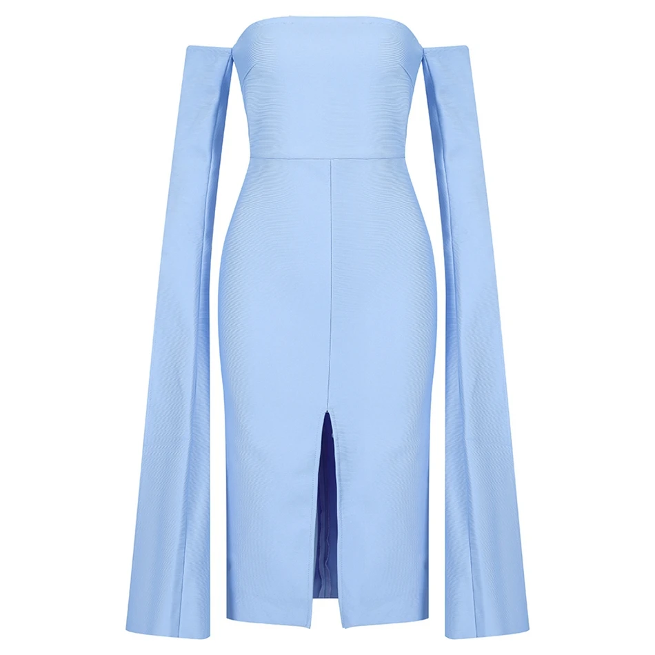 Бандажное черное платье голубого цвета на осень 2020 женское сексуальное с