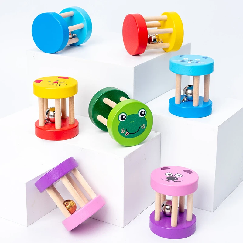 

Toddler Wooden Toys Colorful Musical Hand Rattles Cage Bell Rattle Toy For Infant Baby Birthday Gift Montessori Toys Kids Gifts