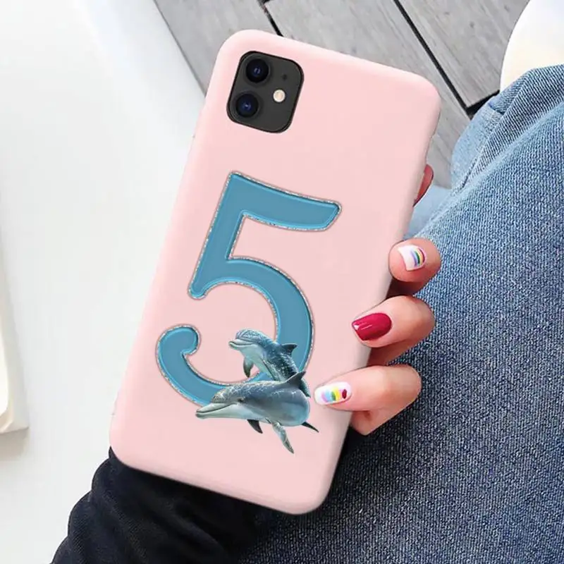 

Fashion Dolphin With Numbers Phone Casefor IPhone 12 11 Pro Max XS XR 8 7 6s Plus 11Pro 7Plus 8Plus