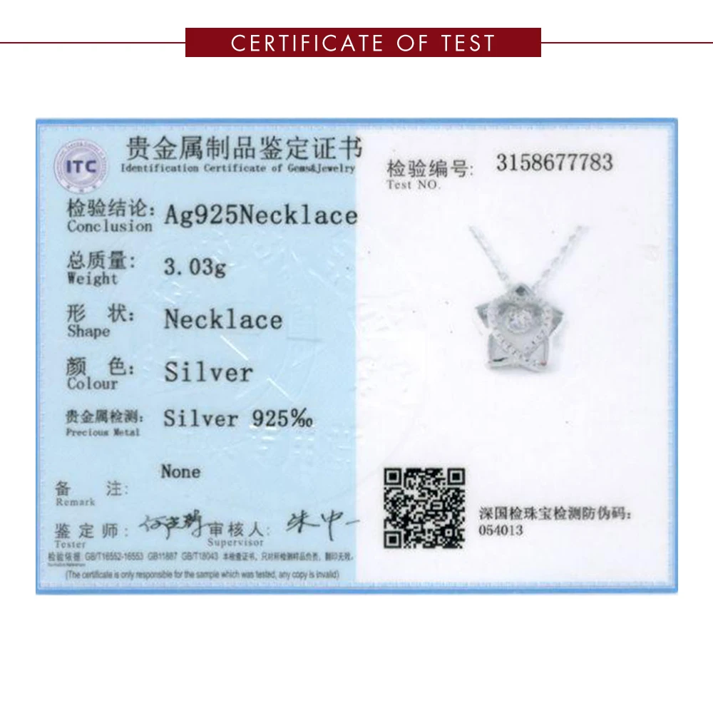 

LEKANI Necklace For Women S925 Sterling Silver Star Contain Heart Inlay Zircon Trendy Pendent Necklace Fine Festival Gifts