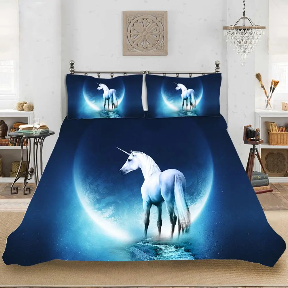 В виде единорога из мультфильма аниме 3 шт./компл. комплект постельных