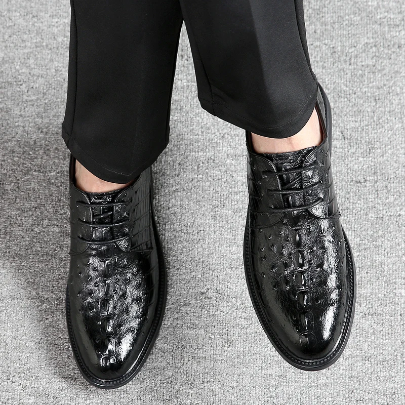 

Misalwa Fashionable Crocodile Pattern Men Formal Shoes Genuine Leahter Dress Suit Shoes for Men Lace Oxford Casual Party Shoes