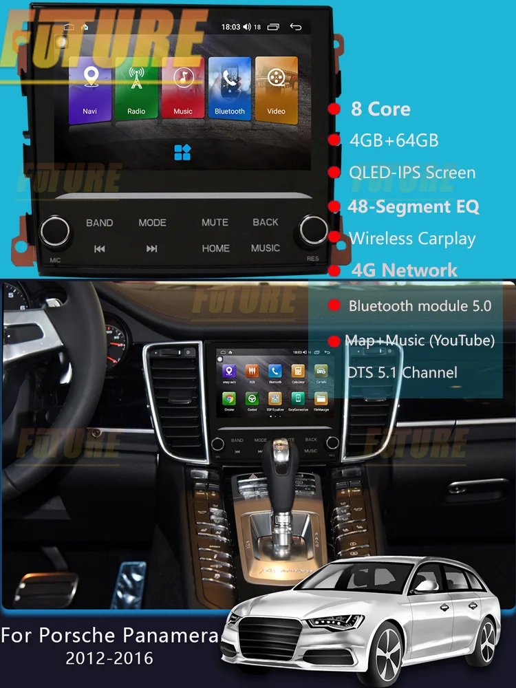 128G для Porsche Panamera 2012-2016 Android 12 GPS-навигация автомобильный мультимедийный плеер