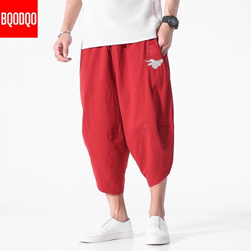 5XL летние модные джоггеры шаровары мужские Черные Мешковатые хлопковые