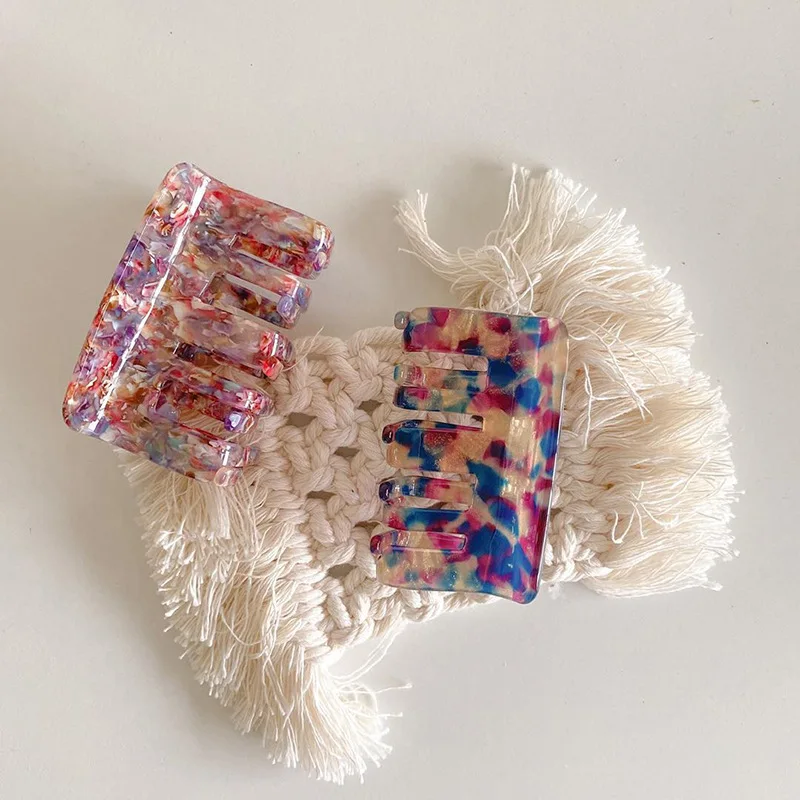 

Korean Geometric Acetate Leopard Hairpins Women Large Square Hair Clips Hair Claws Banana Clip Vintage Resin Hair Accessories