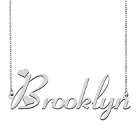 brooklyn name necklace personalised stainless steel women choker gold plated alphabet letter pendant jewelry friends gift