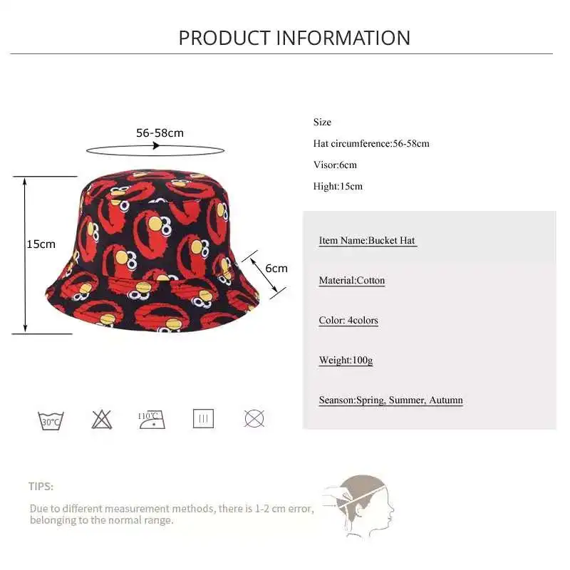 

New Sun Hats Cartoon Pattern panama Bucket Hat Reversible Visor Basin Cap Men Double Side Print Outdoor Travel Fisherman Hat