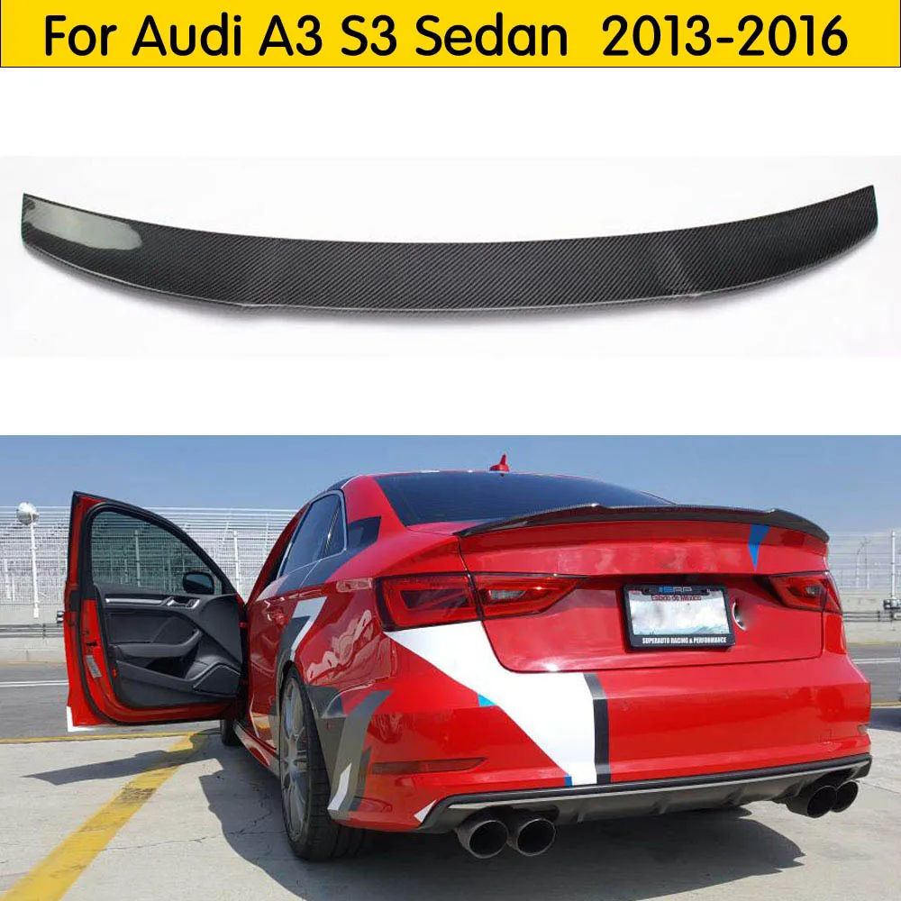 Автомобильный задний спойлер из настоящего углеродного волокна для Audi A3 8V S3 Sedan 4 двери 2013- задний багажник багажника крыло