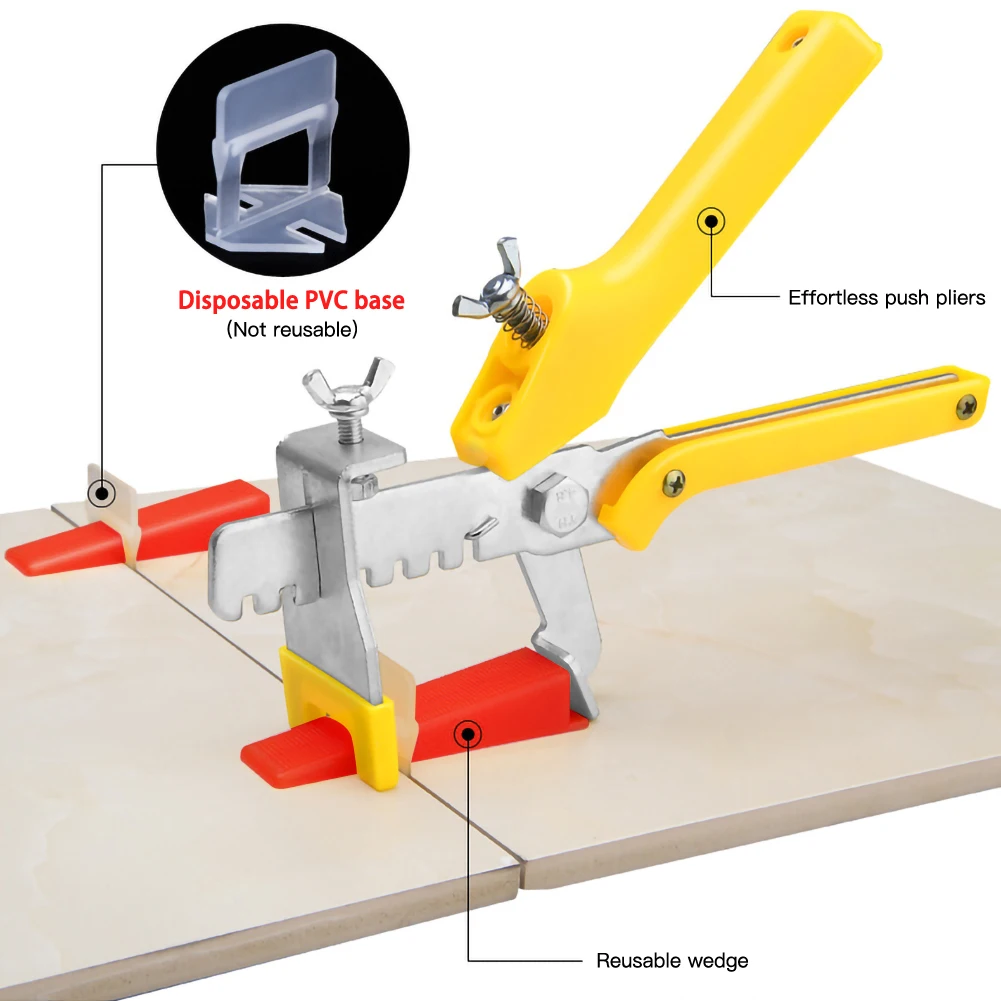 Wall Tile Leveling System Leveler Plastic 300Pcs Clips /100 Pcs Wedges /1Pcs Pliers Spacer Paving Tools Household | Инструменты