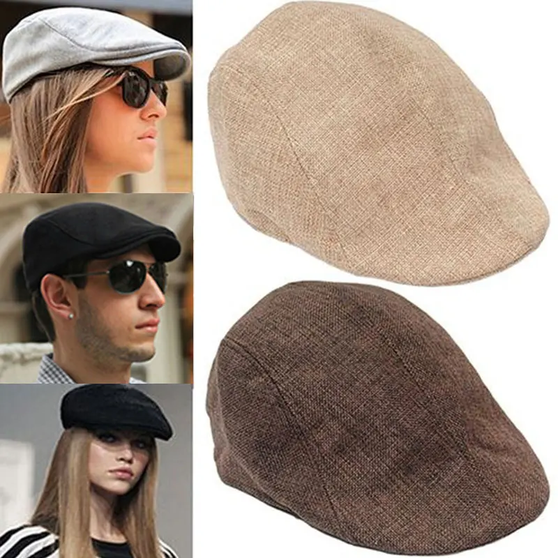 

Wearing Style Men Hats Berets British Western Style Ivy Cap Classic Woman 2022 New Vintage Cotton Linen Beret Decorate Accessory