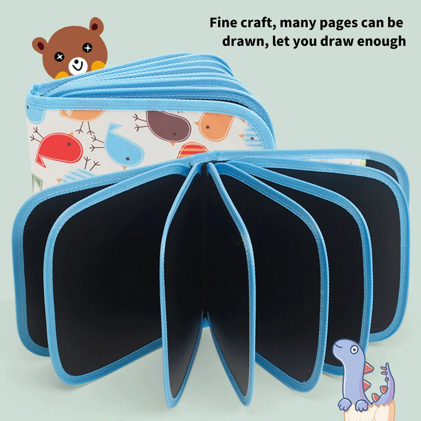 

12pcs Drawing Pens Portable Double Side Board Reusable Drawing Pad Scrubbed Reused Wet Tissue Dust-Free Liquid Pen Doodle Book