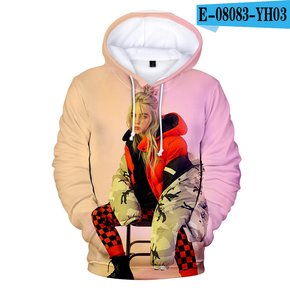 Лидер продаж, худи Billie Eilish, свитшоты, Новое поступление, мужские и женские пуловеры для девочек, осенне-зимние свитшоты Billie Eilish - Цвет: 3D