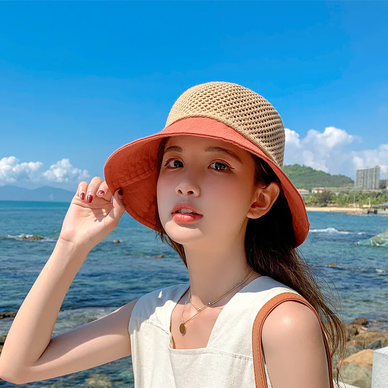

Sun Hats for Women Bow Big Brim Beach Hat Polyester Travel Sun Protection Visor Hat Spring and Summer New Korean Version 2021