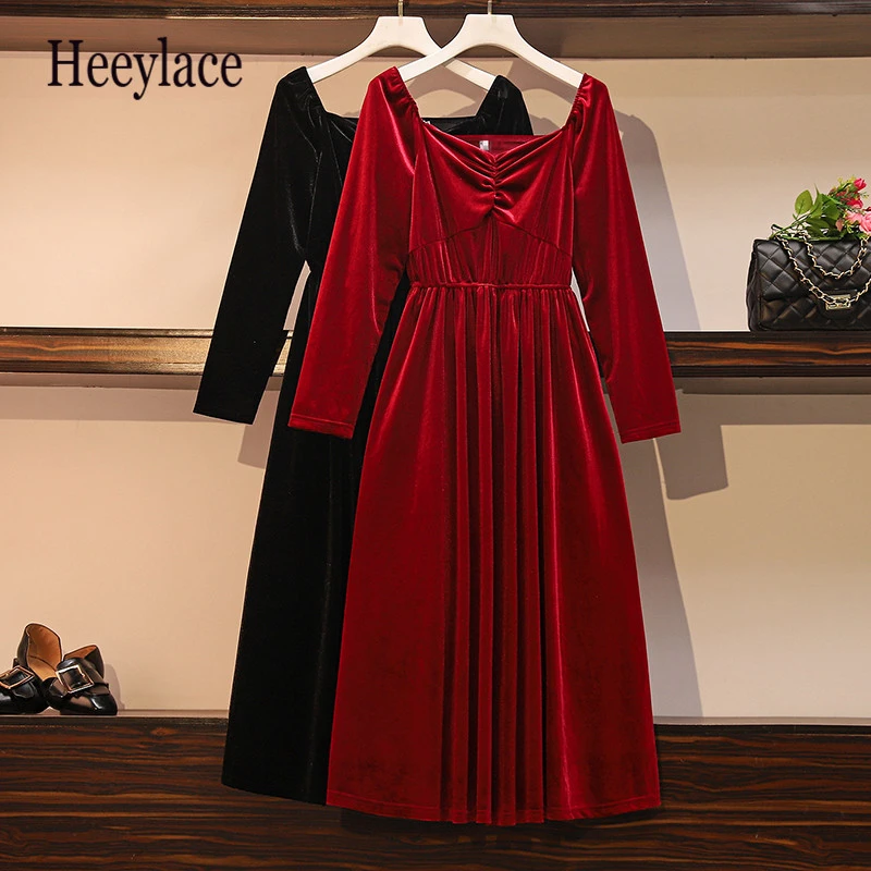 Женское бархатное вечернее платье винтажное Элегантное Длинное средней длины с