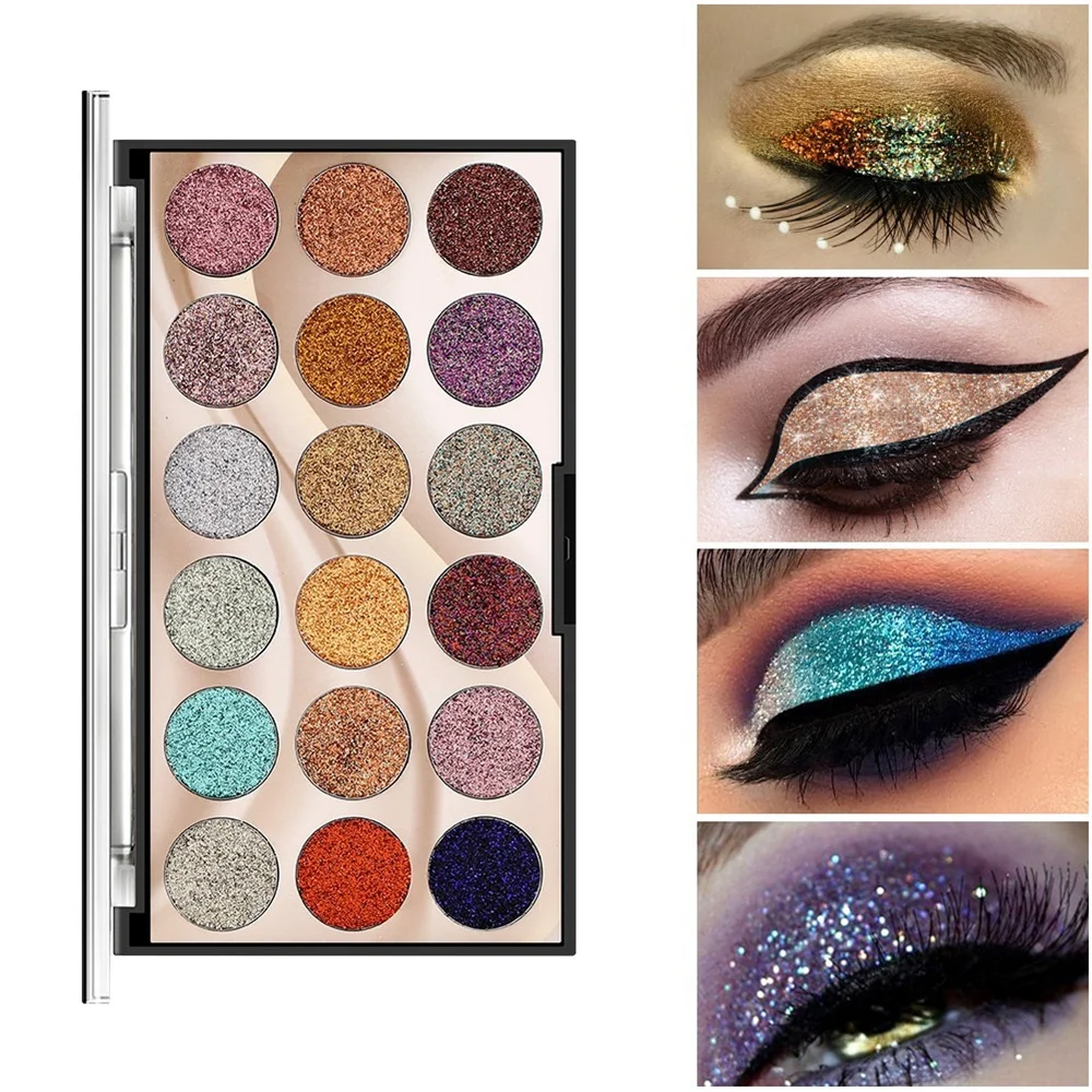 18 Colors Professional Shimmer Glitter Eyeshadow Palette Female Wholesale Makeup for Women Korean Cosmetics Matallic Eye Shadow