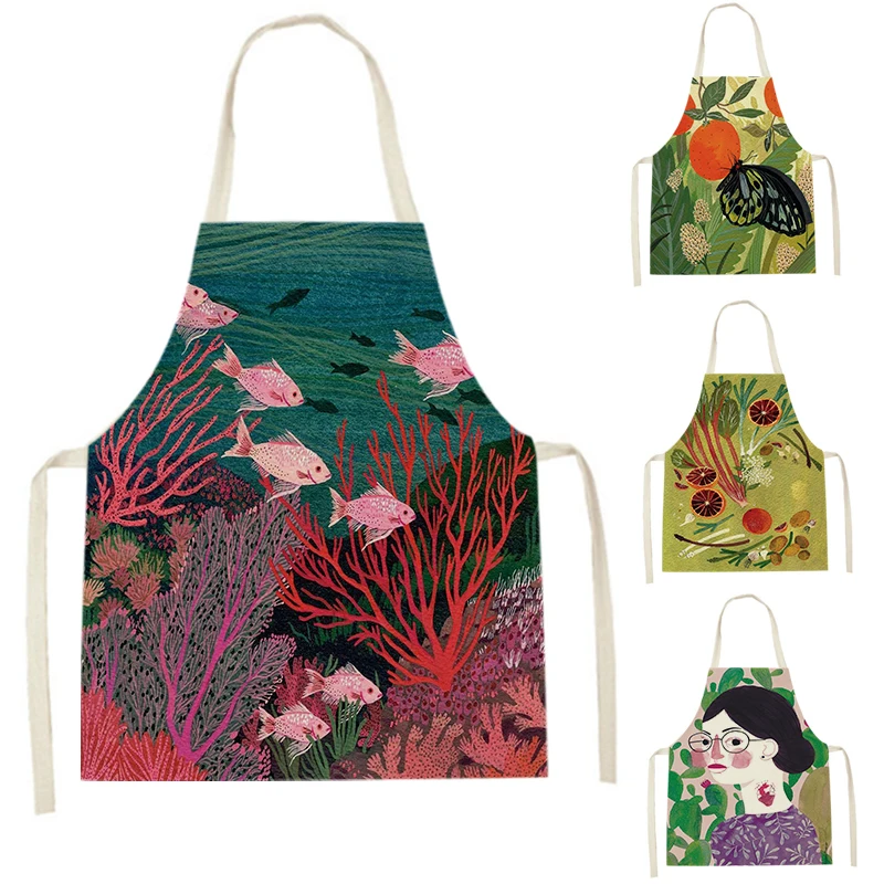 

WQL1756 Kitchen Aprons for Women Linen Bibs Household Cleaning Apron Home Waterproof Chefs Cooking Baking Apron for Child