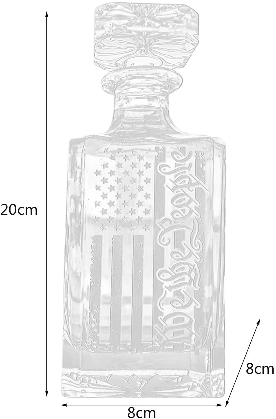 

Patriotic Whiskey Decanter, Distressed American Flag Whiskey Decanter, Engraved We The People Whiskey Glass Decanter Holiday