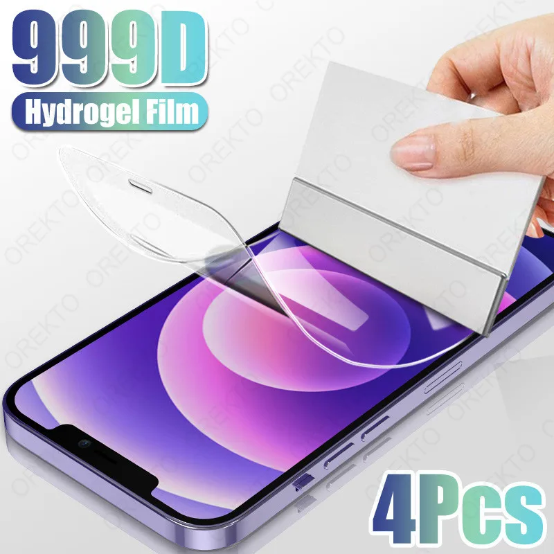 

4Pcs Full Cover Hydrogel Film Screen Protector For iPhone 12 11 13 XS Pro Max Mini Screen Protector For iPhone 8 7 6 Plus X XR