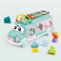 8pcsset early educational car toys multifunction baby learning music 5 in 1 bus plastic blocks round beads kids birthday gift