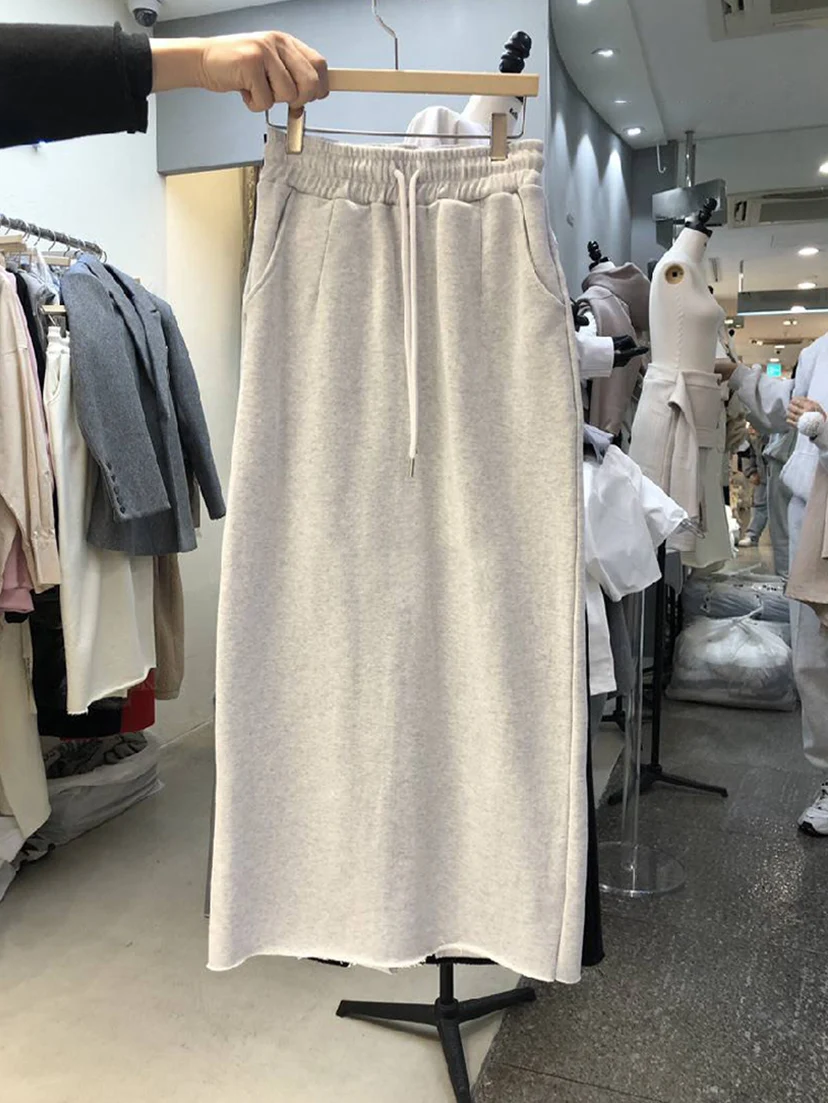 

A-line skirt female bag hip mid-length style 2021 spring and autumn new Korean style high waist thin split design skirt