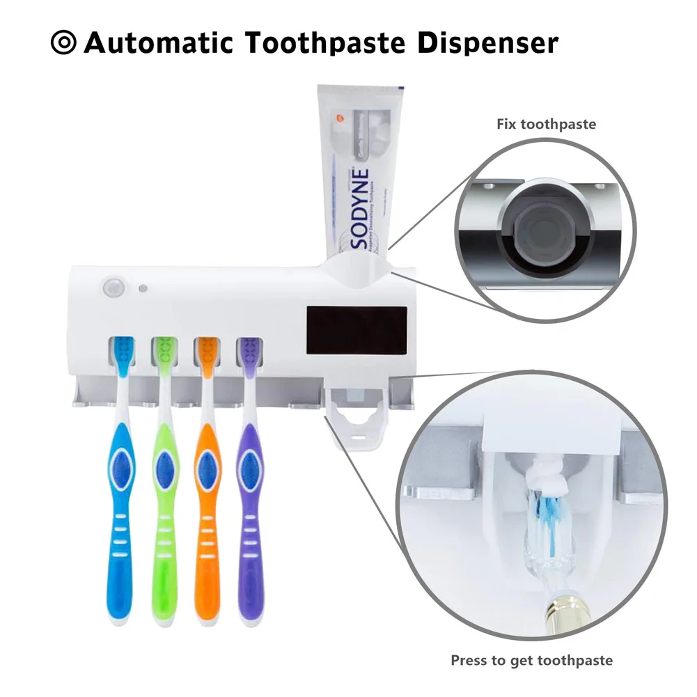 Солнечный Мощность уфл дезинфицирование настенная подставка для зубных щеток