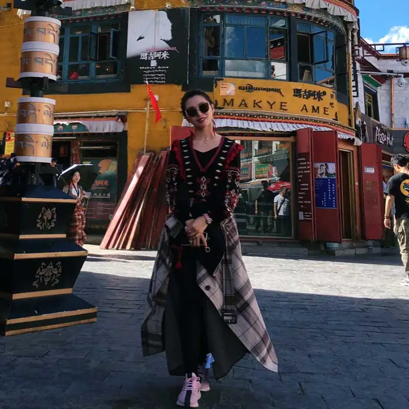 Boho Inspird женская блузка рубашка Ретро Народная украинская вышивка блузки в богемном стиле бахрома с кисточками Топ с длинным рукавом льняные блузы