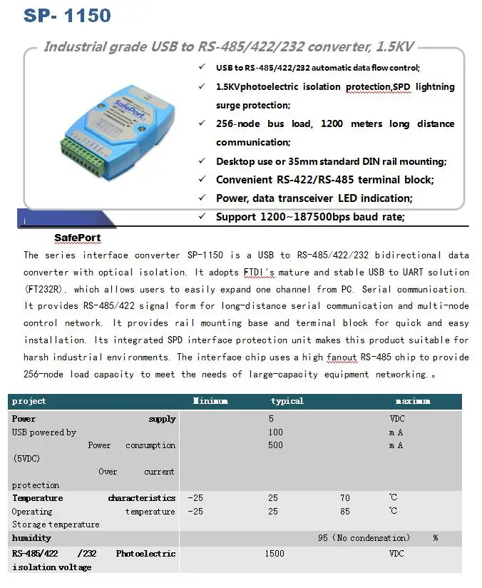 USB к 485 RS485/422/232 конвертер фотоэлектрическая изоляция FT232 Защита от молнии