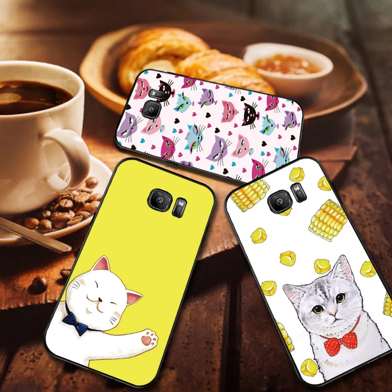 Роскошный черный чехол для Samsung Galaxy S6 S7 Edge S8 S9 S10 PLUS NOTE 8 9 M10 20 30 с рисунком милого