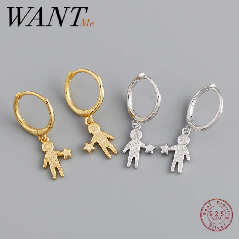 

Женские серьги-подвески WANTME, креативные серьги из серебра 925 пробы с подвеской в виде портретной звезды
