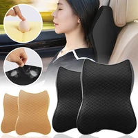 car neck pillows both side pu leather 1pcs pack headrest for head pain relief filled fiber universal car pillow