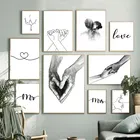 Скандинавский стиль, искусство на стену, картины для спальни, подарок для пары, декоративное украшение для гостиной, домашний декор без рамки